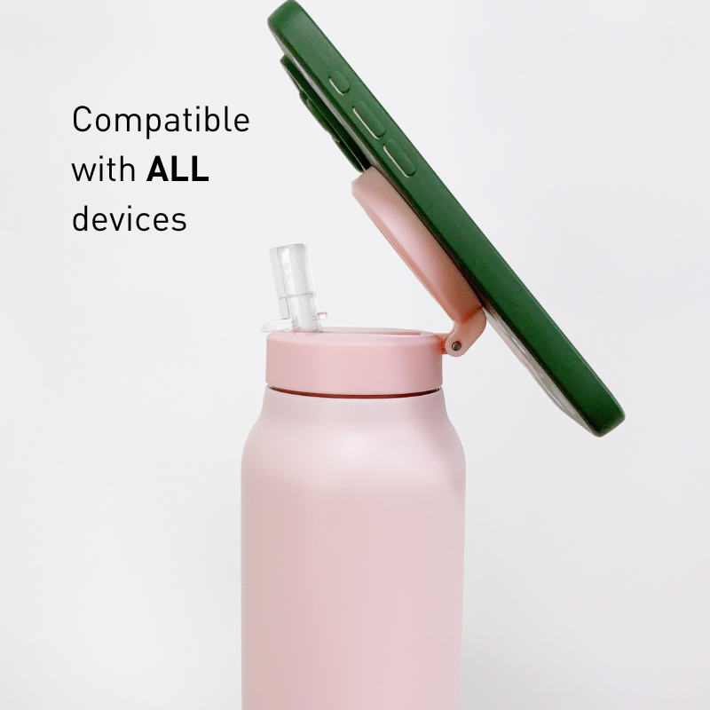 Magnetic Phone Mount Water Bottle With Straw Lid