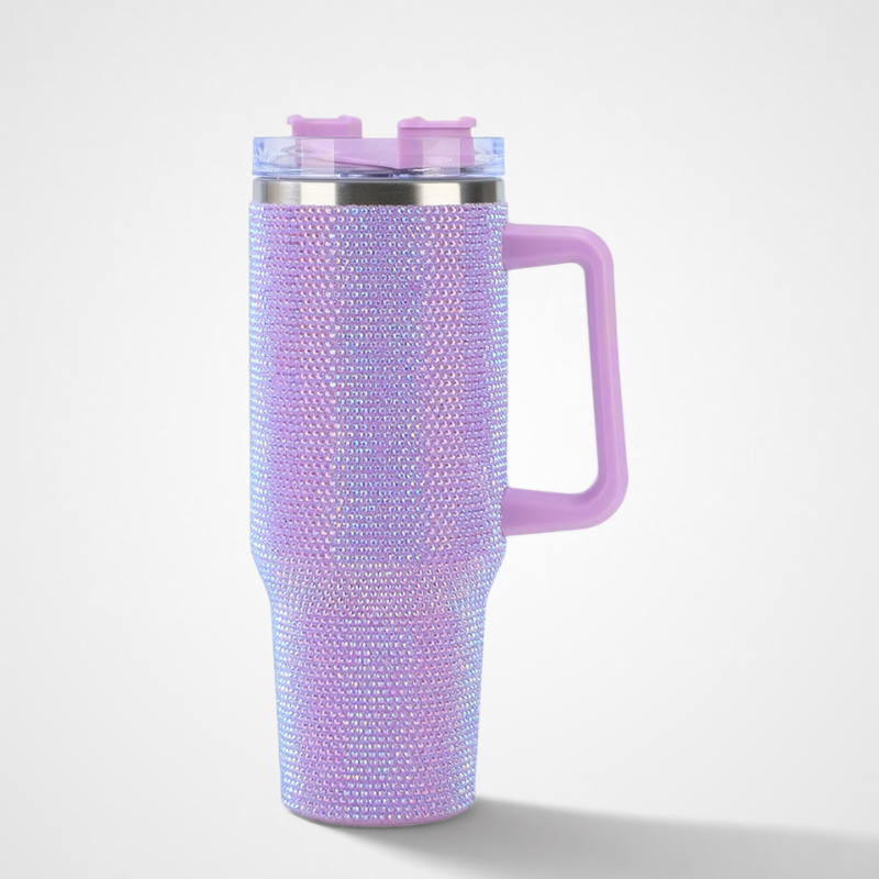 40oz Diamond Bedazzled Crystal Rhinestone Bling Vacuum Insulated Mug