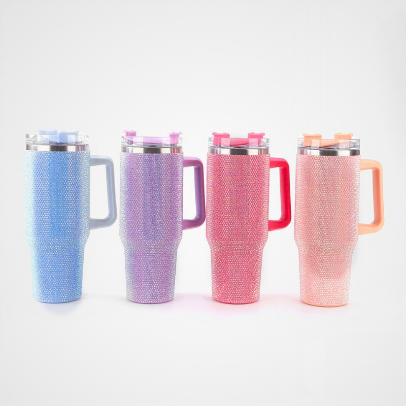 40oz Diamond Bedazzled Crystal Rhinestone Bling Vacuum Insulated Mug