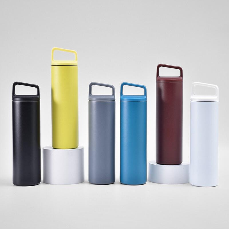 Double Wall Stainless Steel Water Bottle Insulated Metal Sports Bottle with Handle
