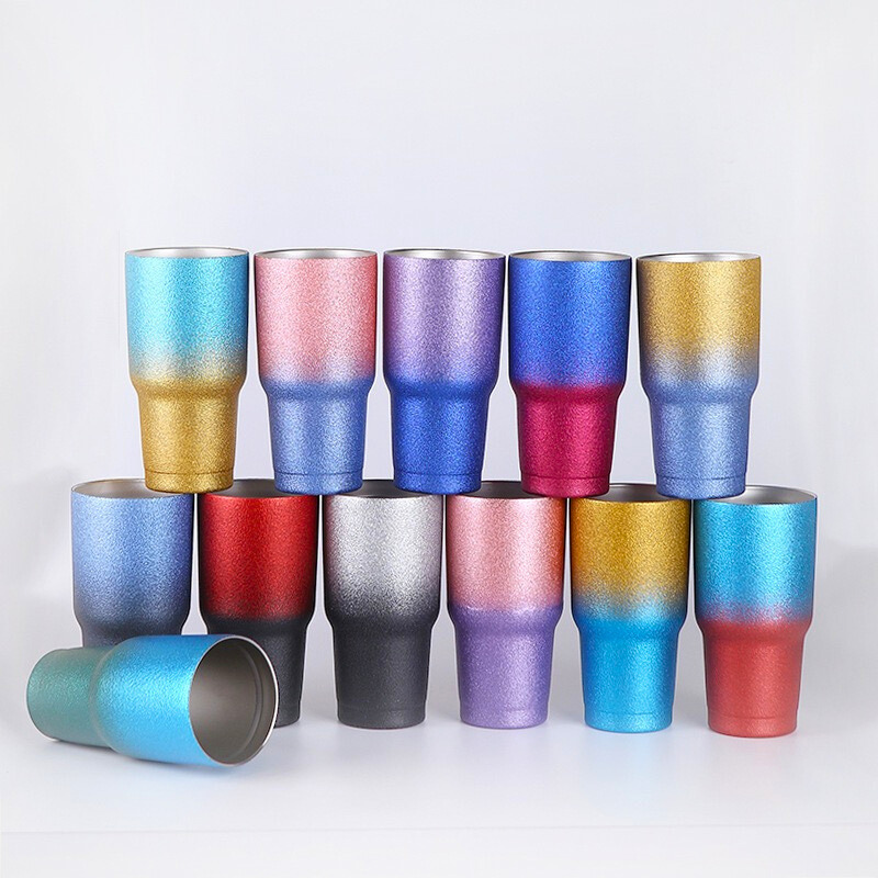 30oz Stainless Steel Powder Coating Glitter Tumbler Vacuum Beer Mug