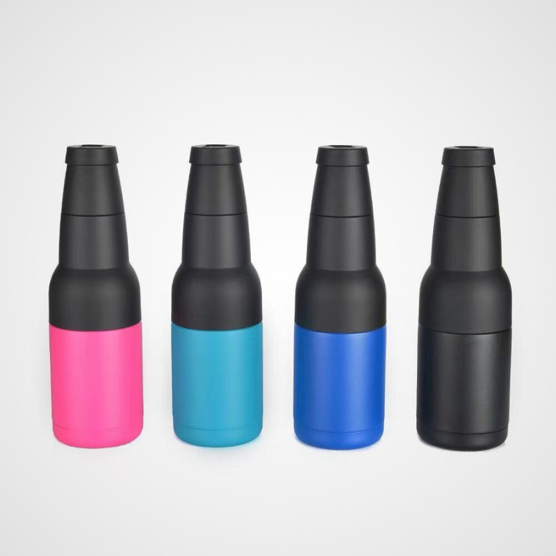 Stainless Steel Vacuum Insulated Can Cooler With Beer Opener Drink