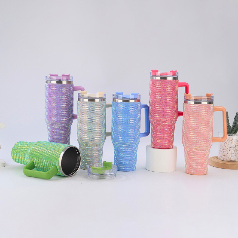 40oz Diamond Bedazzled Crystal Rhinestone Bling Vacuum Insulated Mug