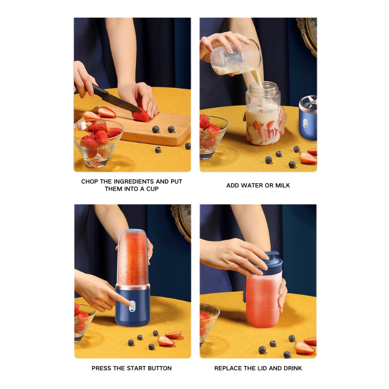 Portable Mini Juicer Double Cups 400ml Bottle Handheld Smoothie Mixer Cup Portable Fresh Juicer Blender