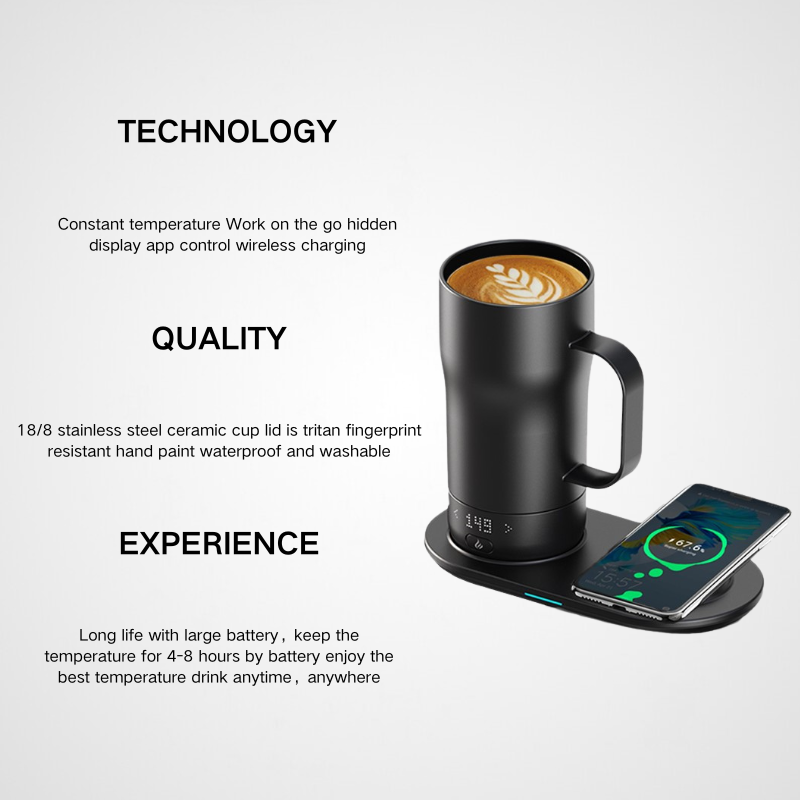 Smart Self Heating Coffee Mug 18 Oz Temperature Control Heated Coffee Mug App Controlled Warmer Mug