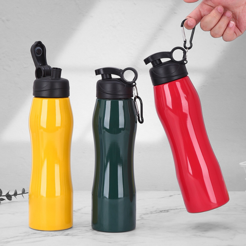 750ml Eco Water Bottle with Carabiner Hook Promotional Stainless Steel Metal Drinking Bottle
