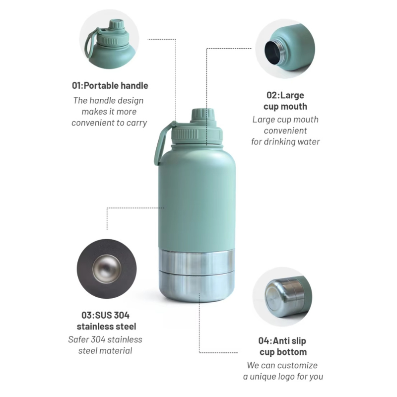 3 in 1 Style Portable Stainless Steel Pet Outdoor Travel Drinking Insulated Dog Water Bottle