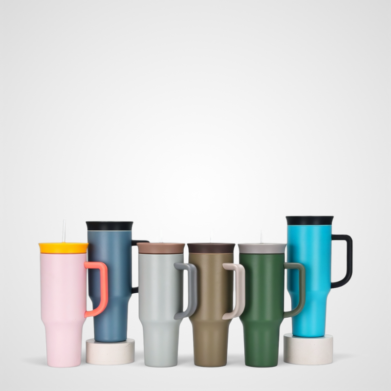 40oz Leak Proof Stainless Steel Tumbler With Handle Lid Vacuum Insulated Travel Mug