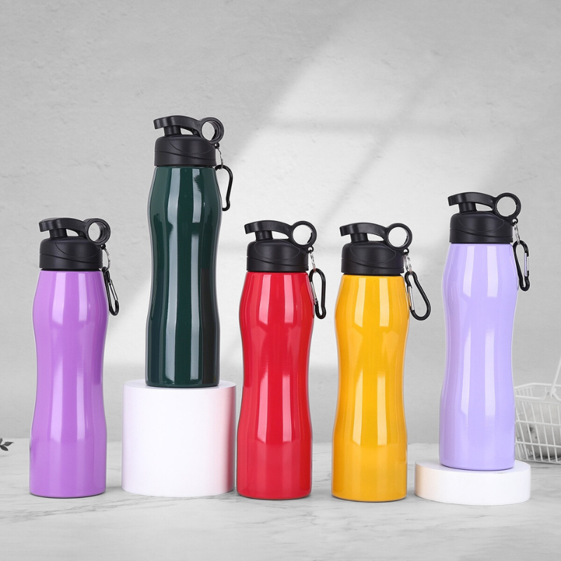 750ml Eco Water Bottle with Carabiner Hook Promotional Stainless Steel Metal Drinking Bottle