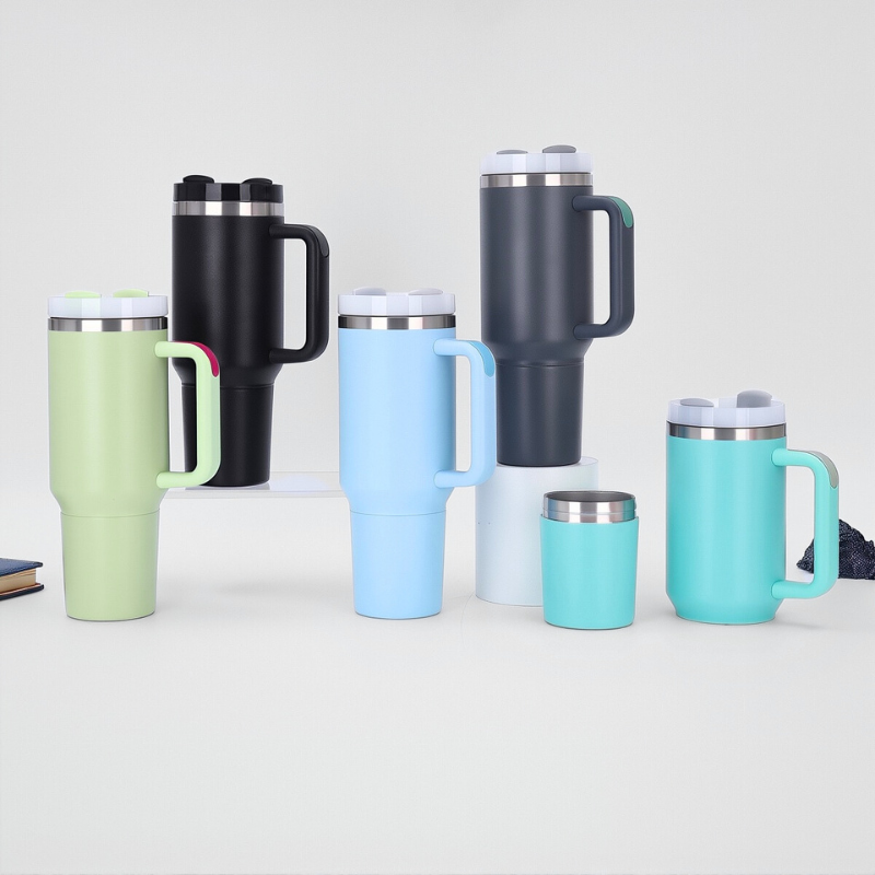 2 in 1 Travel Stainless Steel Compartment Storage Bowl Portable Removable 40oz Double-Layer Water Bottles