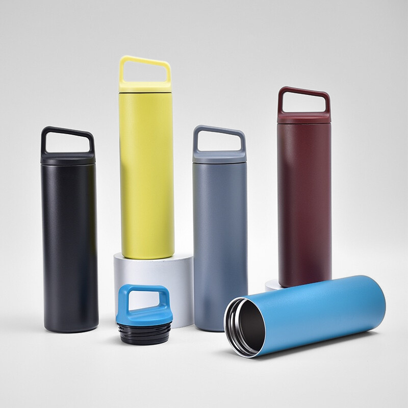 Double Wall Stainless Steel Water Bottle Insulated Metal Sports Bottle with Handle