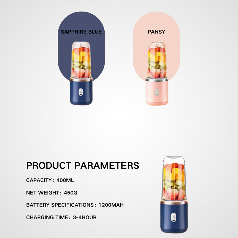 Portable Mini Juicer Double Cups 400ml Bottle Handheld Smoothie Mixer Cup Portable Fresh Juicer Blender