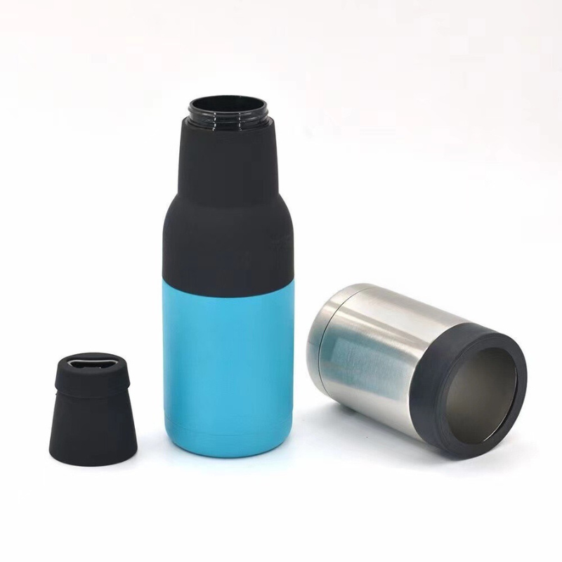 Stainless Steel Vacuum Insulated Can Cooler With Beer Opener Drink