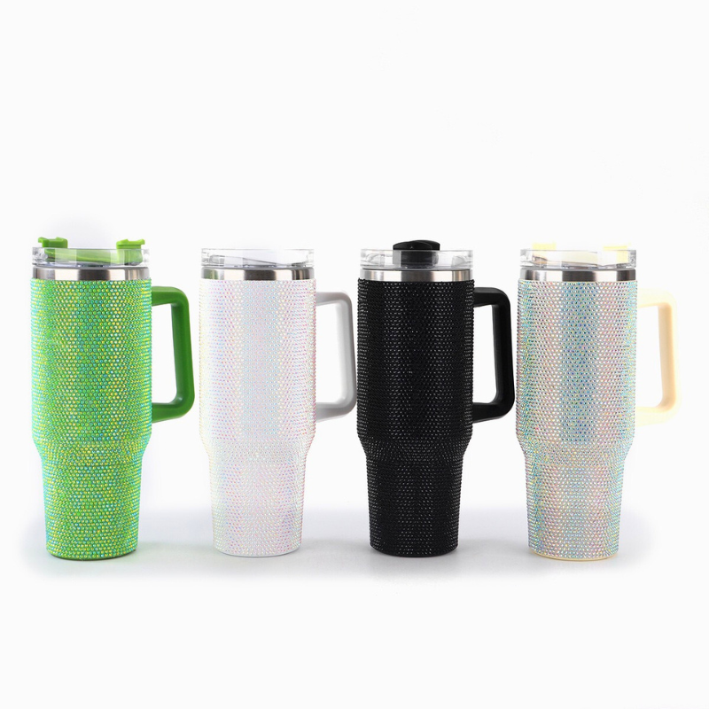 40oz Diamond Bedazzled Crystal Rhinestone Bling Vacuum Insulated Mug