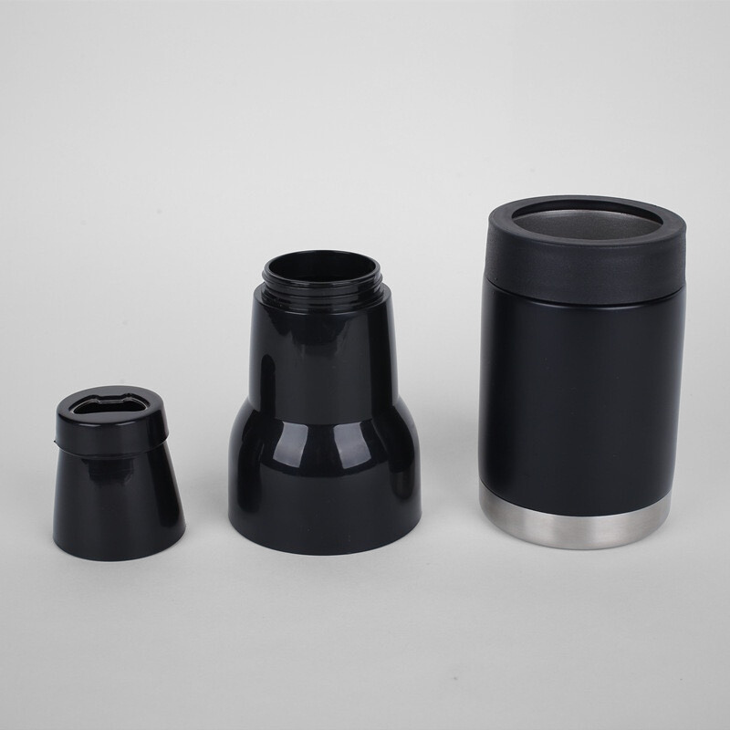 Stainless Steel Vacuum Insulated Can Cooler With Beer Opener Drink