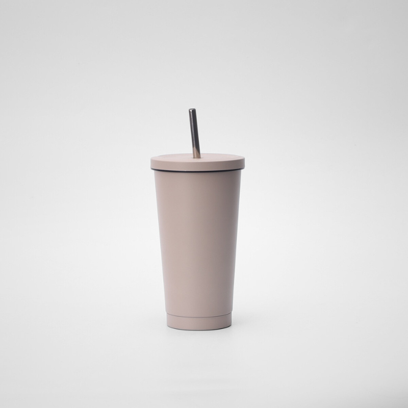 Stainless Steel Double Walled Vacuum Reusable Water Tumbler With Straw