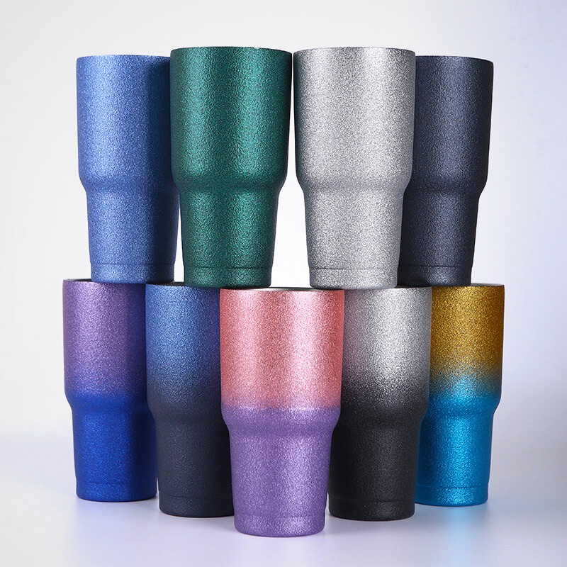 30oz Stainless Steel Powder Coating Glitter Tumbler Vacuum Beer Mug