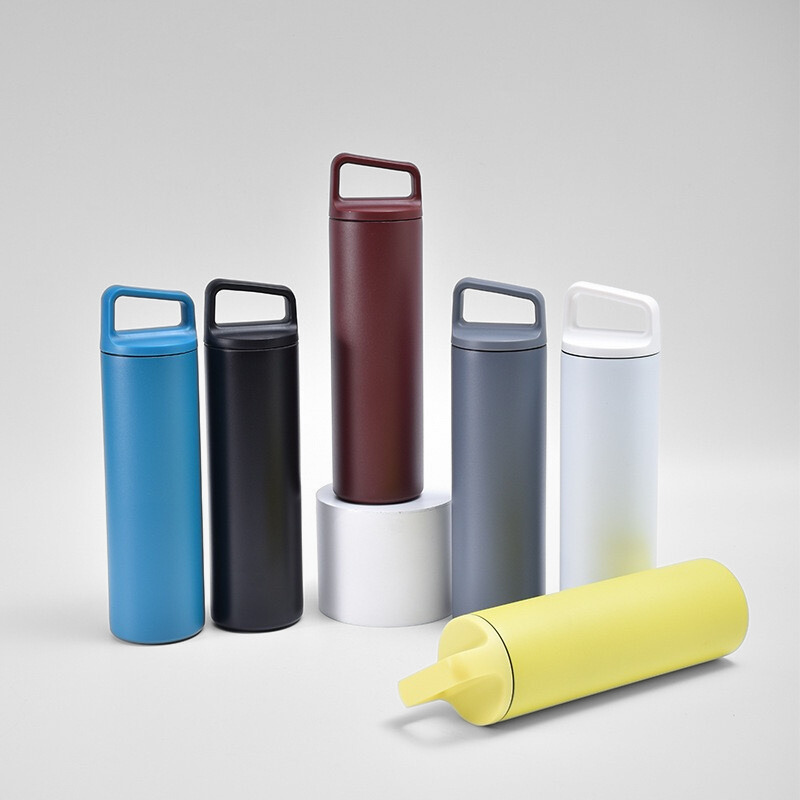 Double Wall Stainless Steel Water Bottle Insulated Metal Sports Bottle with Handle