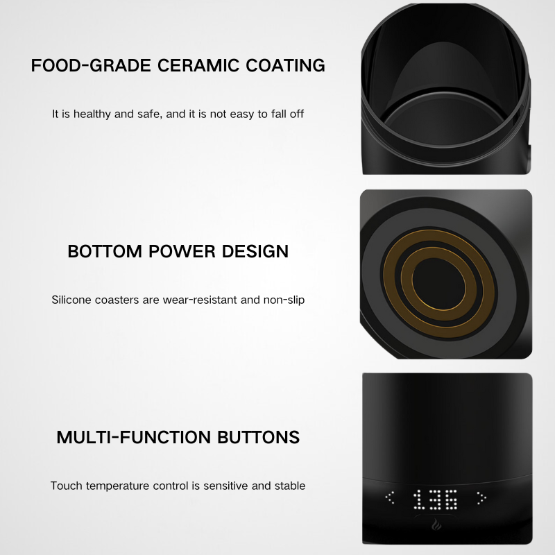 16oz Wireless Warmer Coaster Pad Heated Temperature Control Display Smart Car Cup Stainless steel Travel Coffee Ceramic Mugs