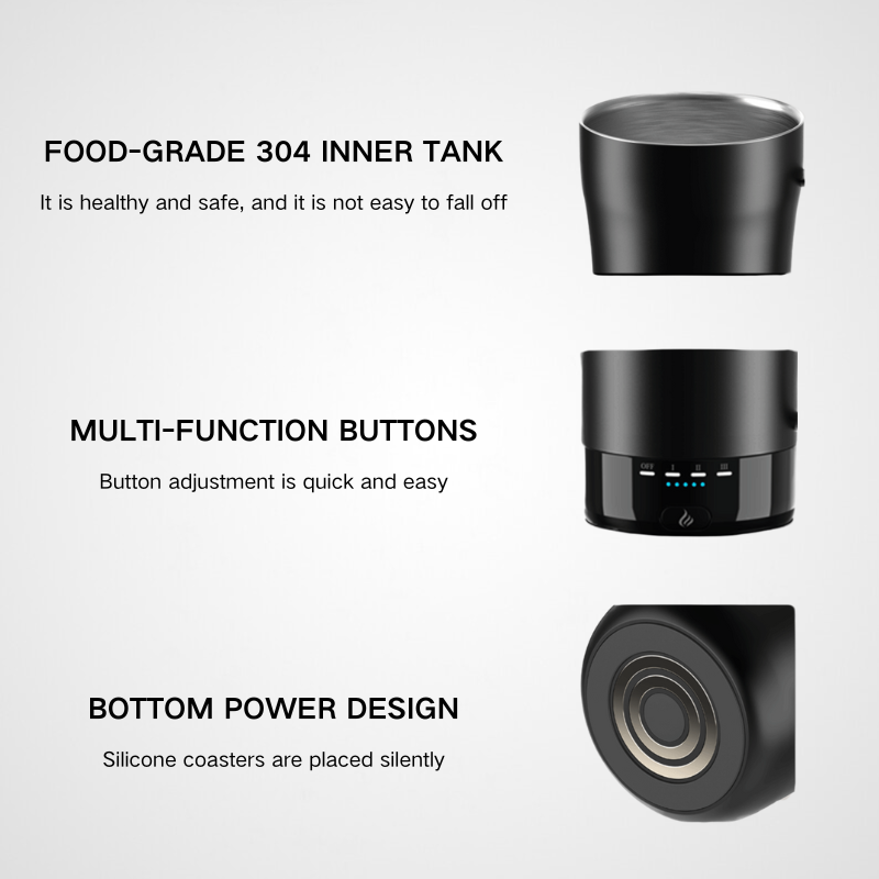 Temperature Control Heated Travel Mug Smart Self Heating Coffee Mug with App Controlled LED Display and Wireless Combo Charger