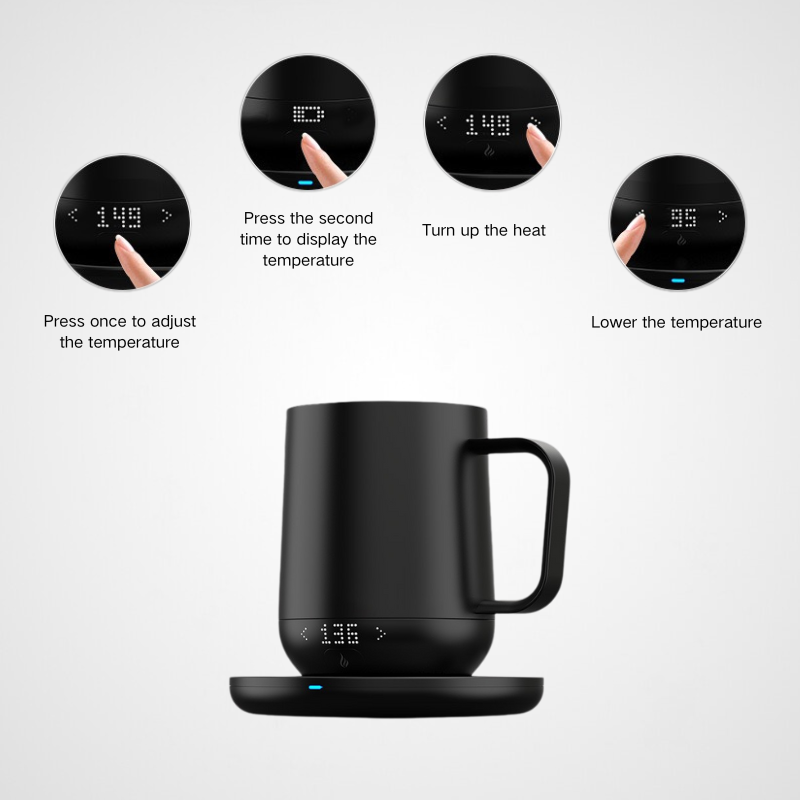 12oz Warmer Temperature Control Smart Car Mugs Travel Heated Coffee Ceramic Cups With Wireless Phone Charger Coaster Pad