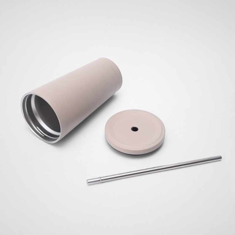 Stainless Steel Double Walled Vacuum Reusable Water Tumbler With Straw
