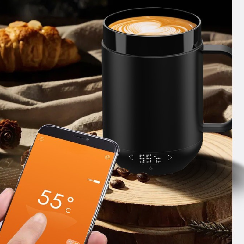 16oz Wireless Warmer Coaster Pad Heated Temperature Control Display Smart Car Cup Stainless steel Travel Coffee Ceramic Mugs