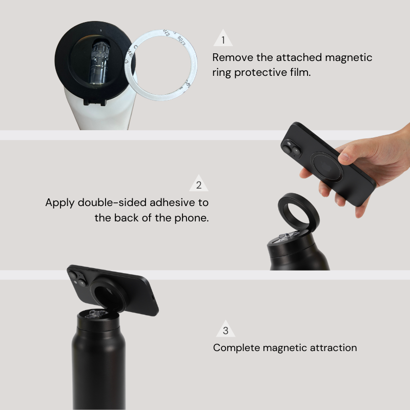 Magnetic Phone Mount Water Bottle With Straw Lid