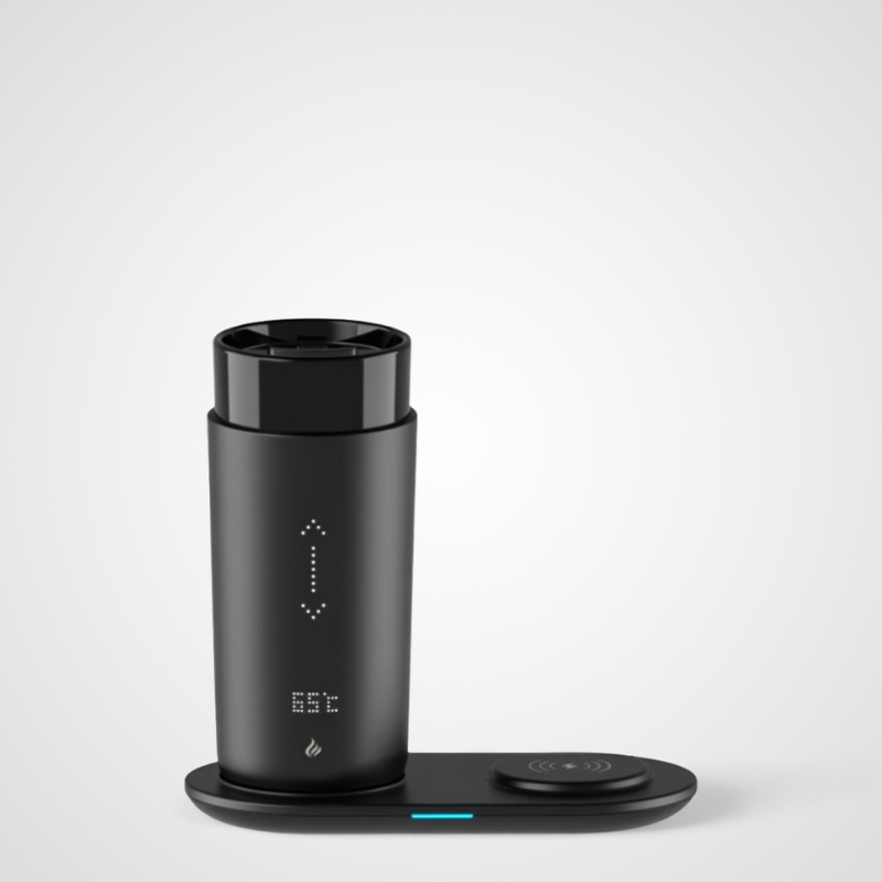 Temperature Control Heated Coffee Mug Smart Self Travel Mug with App Controlled Warmer LED Display Wireless Charger Base