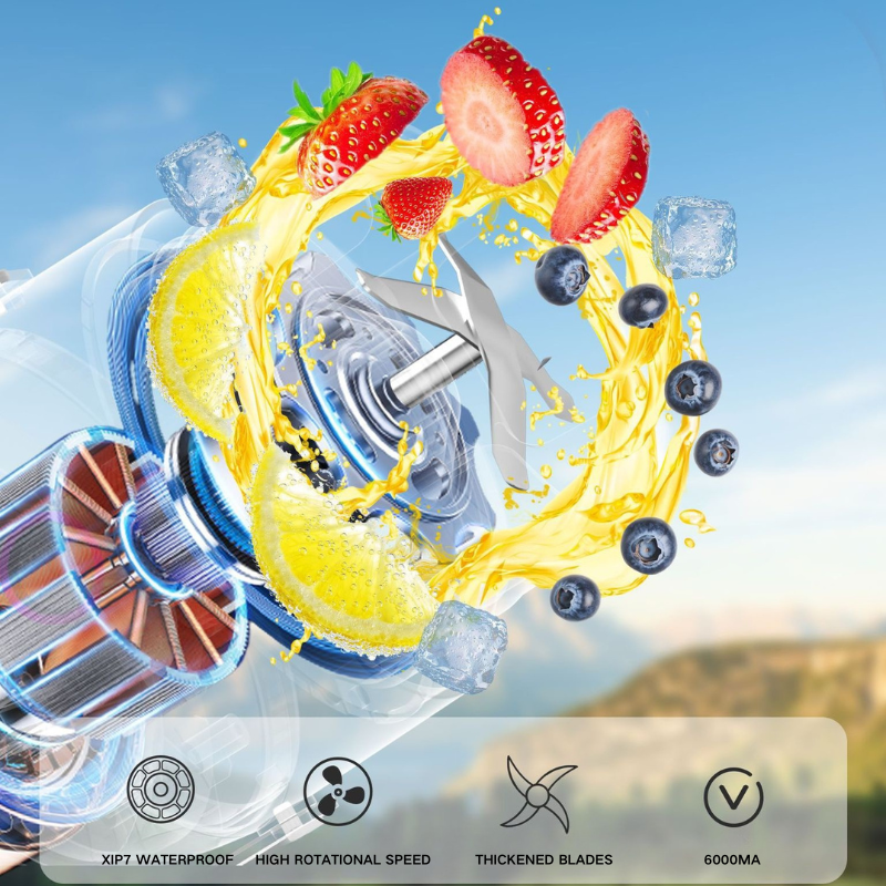 High-Speed 700ml Portable Juicer Blender Large Capacity Wireless Fruit Mixer Grinder Rechargeable USB/Battery Wireless Large