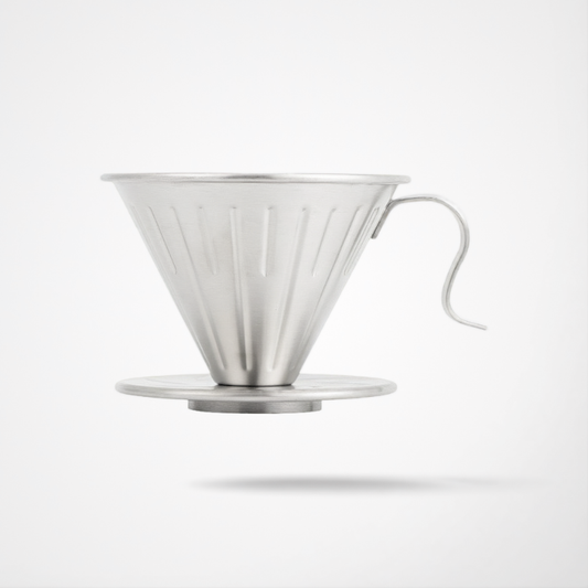 Stainless Steel Coffee Drip Filter Cup With Handle And Base Silver