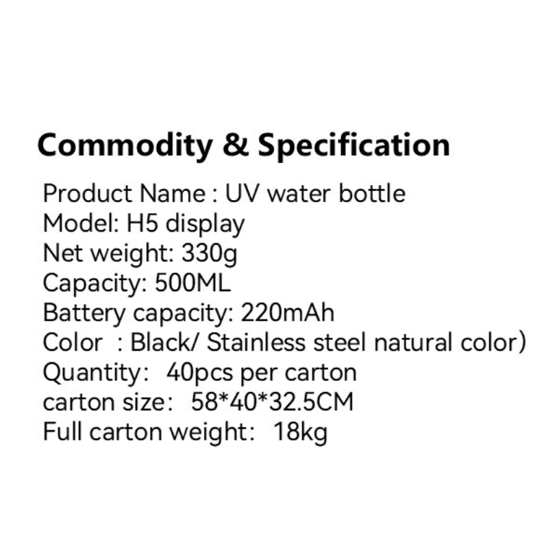 New Style Stainless Steel Insulated Smart Vacuum Thermos UV Light Water Bottle