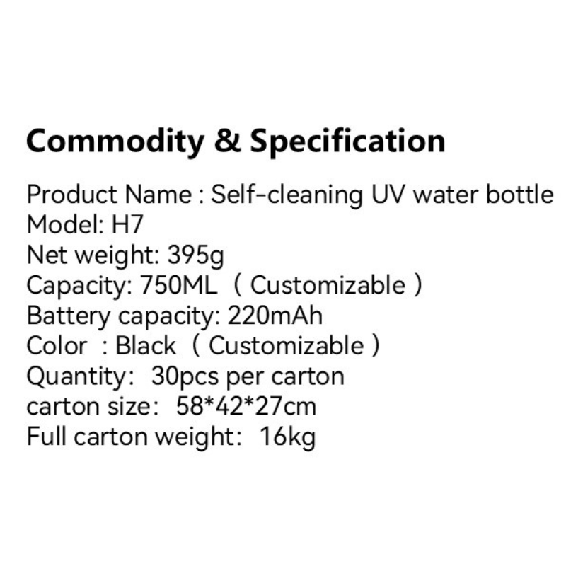 UV Self-cleaning Smart Water Bottle Insulated Water Bottle with Handle