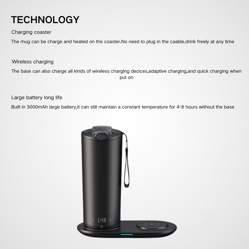 Digital LED Temperature Display Stainless Steel Office Smart Self Heating Travel Mug