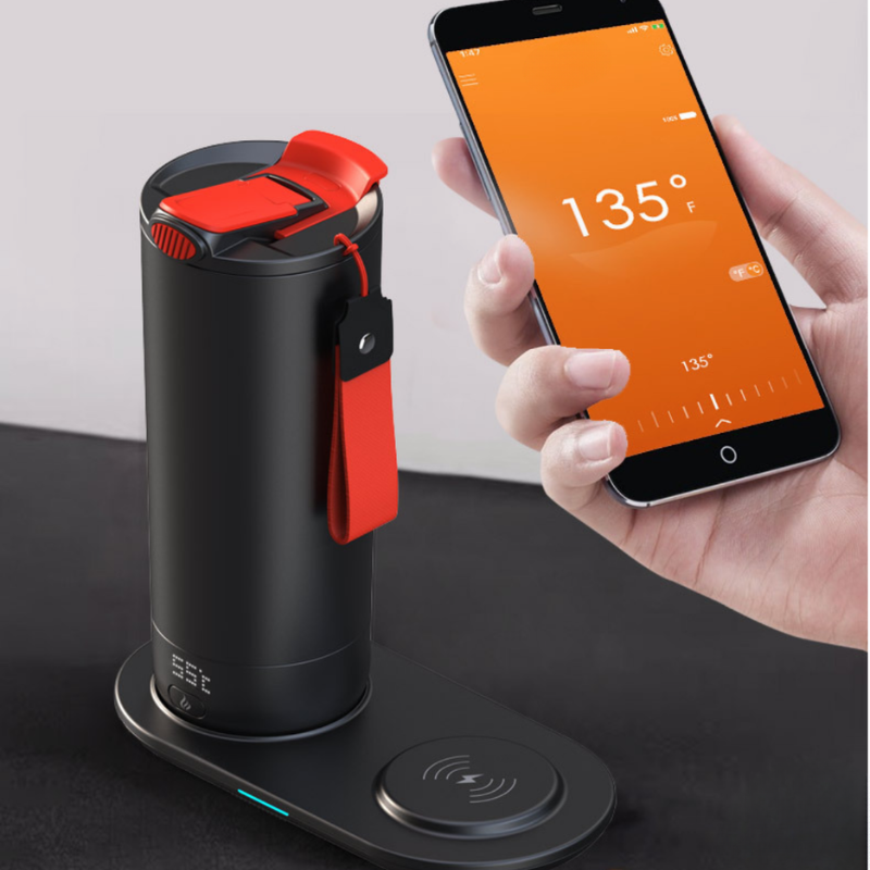 Digital LED Temperature Display Stainless Steel Office Smart Self Heating Travel Mug