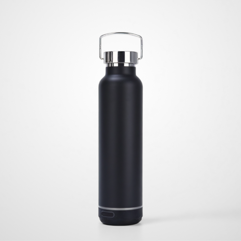Water Bottle with Rechargeable Speaker Steel Double Wall Design Lights