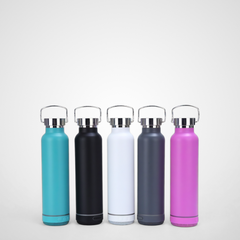 Water Bottle with Rechargeable Speaker Steel Double Wall Design Lights