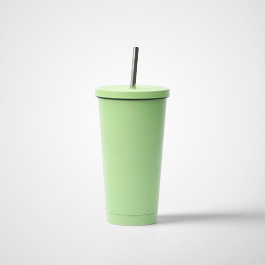 Stainless Steel Double Walled Vacuum Reusable Water Tumbler With Straw