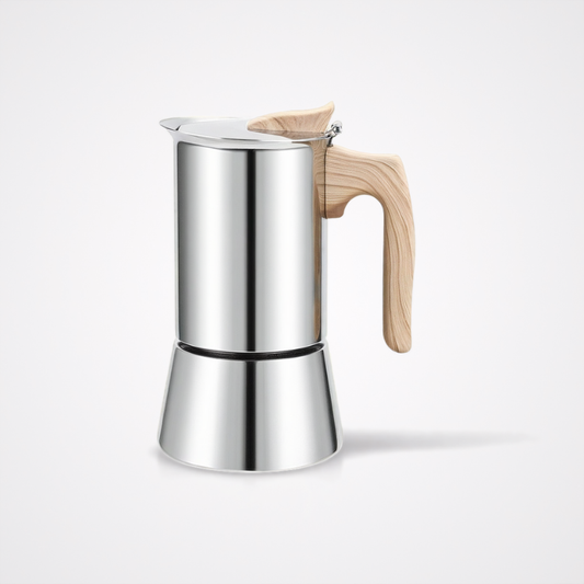 Stovetop Espresso Coffee Maker Stainless Steel Mocha Pot With Wooden Handle