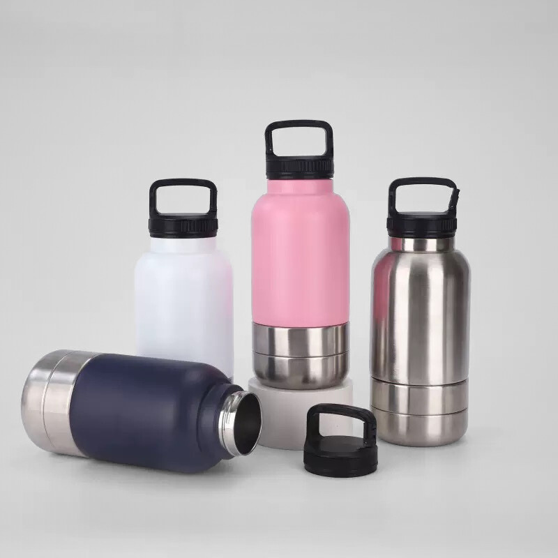 32oz Large Capacity Double Wall Vacuum Flask Stainless Steel Insulated Thermos Water Bottle With Handle