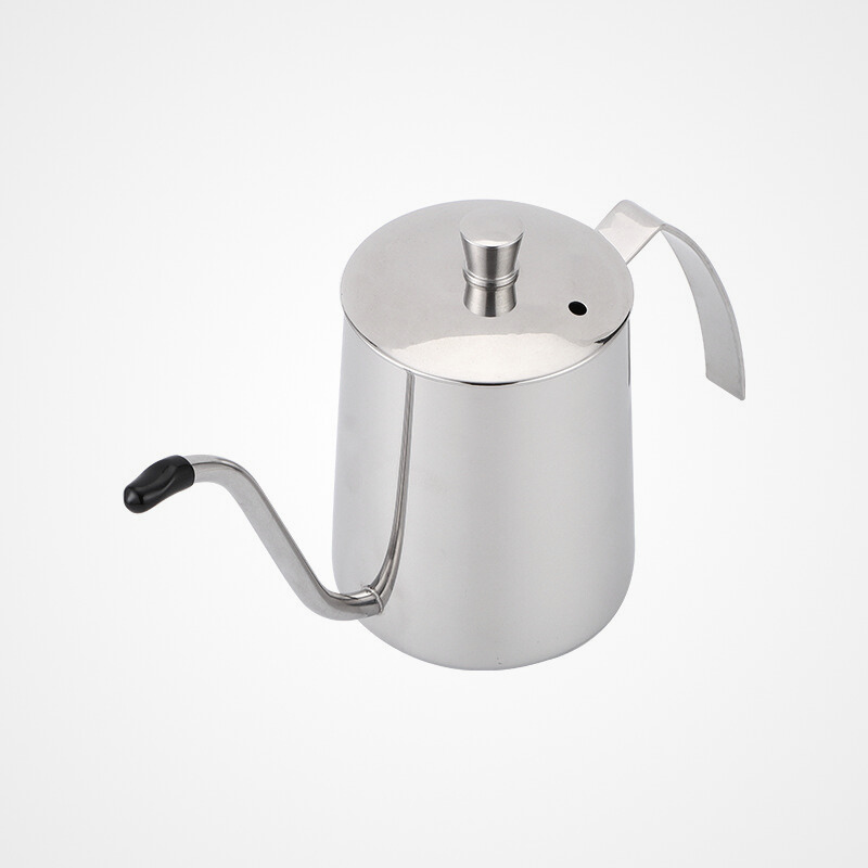 Silver Gooseneck Hand Brewed Coffee Pot With Lid