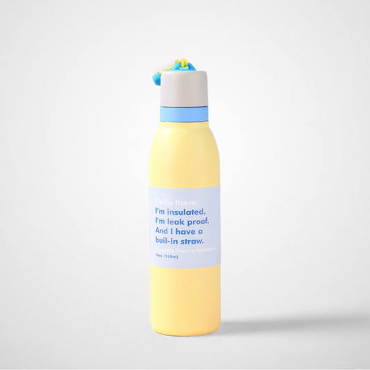 Insulated Leak-Proof Stainless Steel Bottle Stylish Double-Walled Water Bottle with Built-in Straw