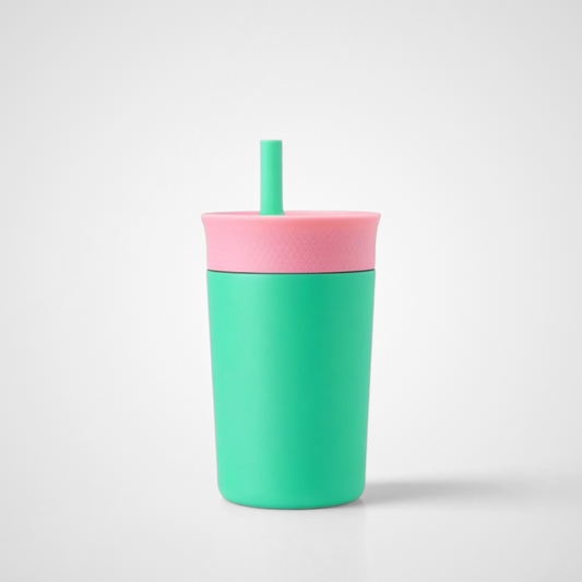 Kids Insulation Stainless Steel Tumbler with Spill Resistant Flexible Straw