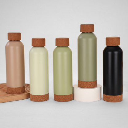 Bamboo wooden bottom bamboo cover outdoor sports kettle with plastic handle portable water cup