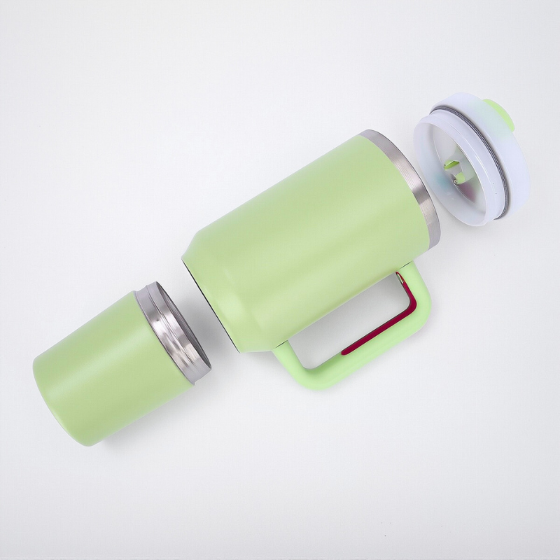 2 in 1 Travel Stainless Steel Compartment Storage Bowl Portable Removable 40oz Double-Layer Water Bottles