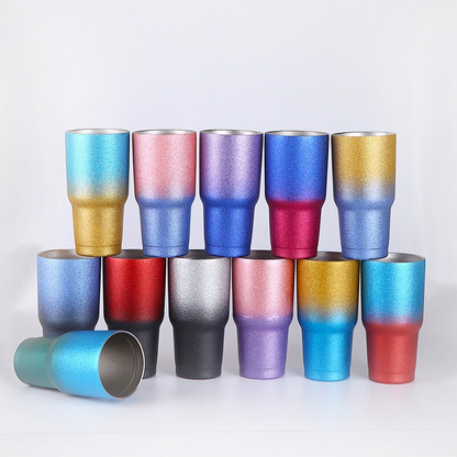 30oz Stainless Steel Powder Coating Glitter Tumbler Vacuum Beer Mug