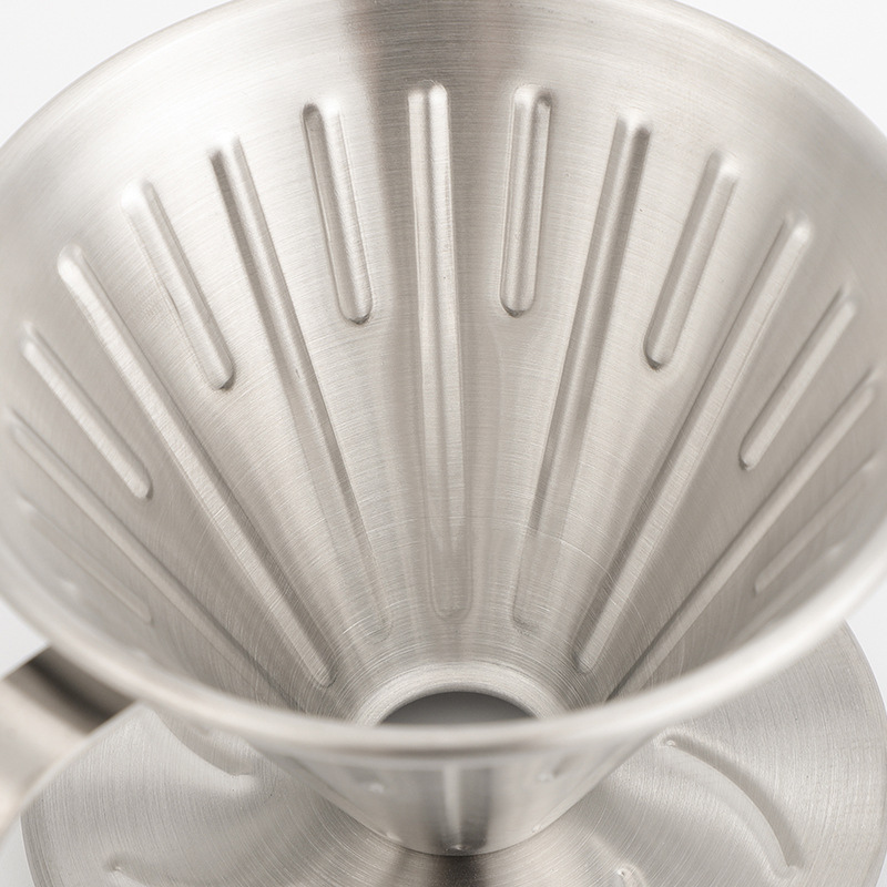 Stainless Steel Coffee Drip Filter Cup With Handle And Base Silver
