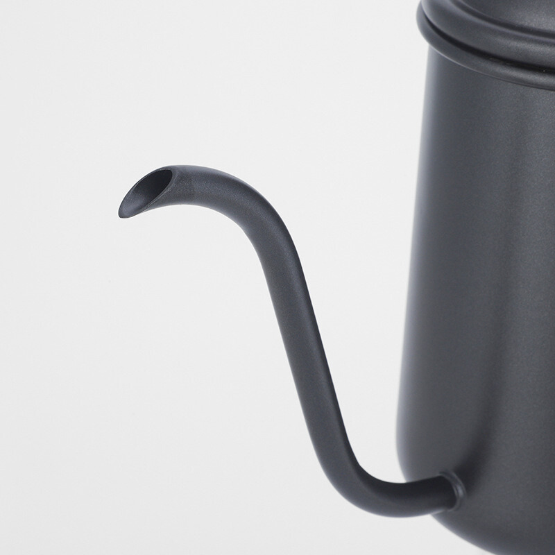 650ml Black Coffee Kettle With Wooden Handle And Lid