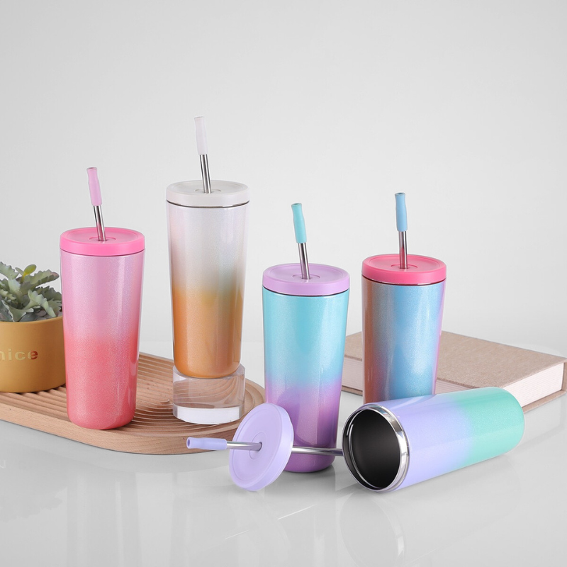 730ml Double Wall Travel Coffee Mugs Glitter Vacuum Insulated Tumbler with Lid
