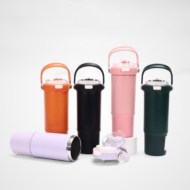 30oz Powder Coated Water Bottle Double Layer Vacuum Flask Bounce Lid